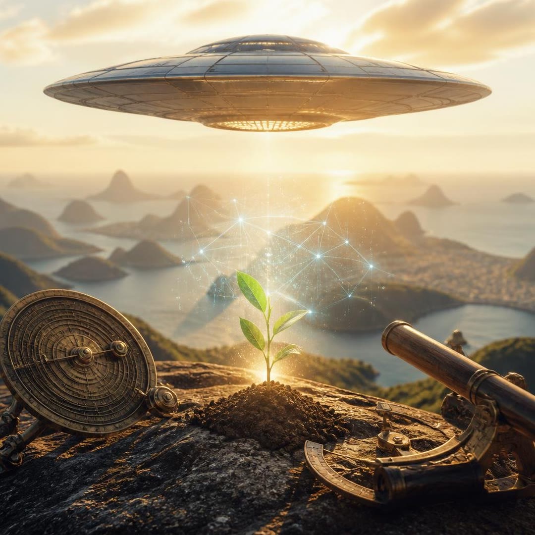 Capa de Extraterrestres e a Evolução Tecnológica Humana - Sementes de Sabedoria Ancestral